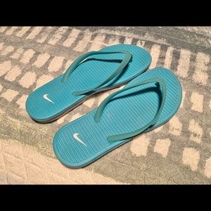 Womens Nike SolarSoft Blue Flip Flops